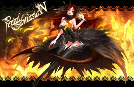 Pixiv Fantasia - pixiv fantasia, black dress, fire