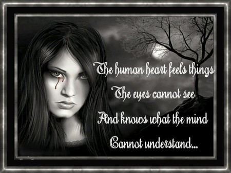 HUMAN HEART - moon, female, tear, eyes, words