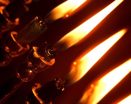 Slanted Flames - glow, candle light, candle, flames, pretty, candles, fire, soft light