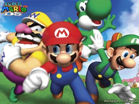 Super mario 64 DS World - mario, ds, shinny-star, princess peaches castel, wario, super mario 64 ds, yoshi, video games, luigi