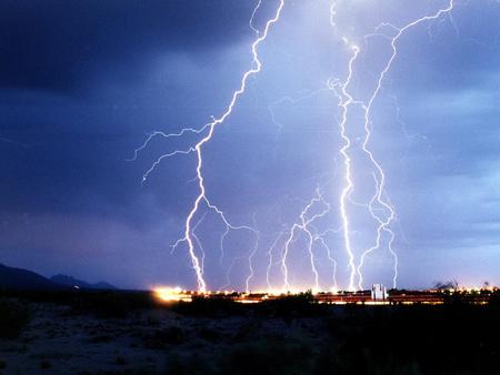 Desert lightning - impressive lightning, gray sky, new mexico