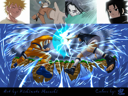 Naruto vs Sasuke - anime, sasuke, girubatto, naruto