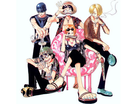 Captain Nami - one piece, robin, sanji, luffy, usoppe, anime, chopper, girubatto, nami, zoro