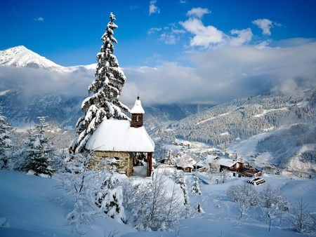 Bad Gastein Salzburg Austria - trees, chapell, winter, photography, cold, snow, mountain