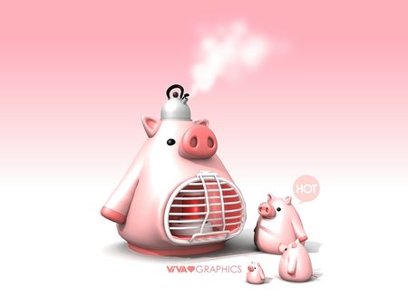 Hot Pot Pig - farm, pink, 3d, pig, animal