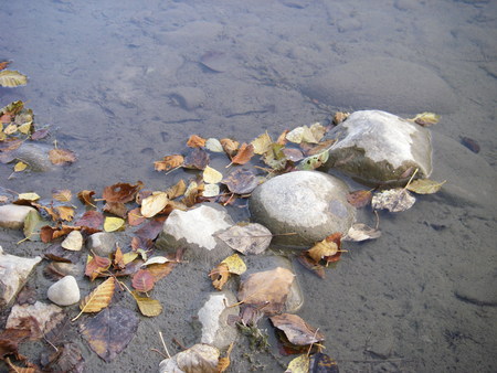 the river is low - rocks