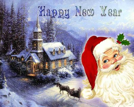 Happy New Year - santa, holidays, xmas, cold, graphics, winter, christmas, happy