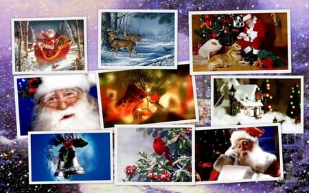 Christmas 12 - purple, xmas, collage, bell, widescreen, christmas