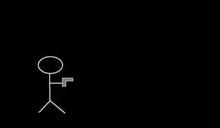 stick man holding a gun - gun, stick, figure