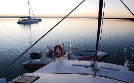 A quiet afternoon - boats, sailing, lagoon, speed boat, catamaran, boating