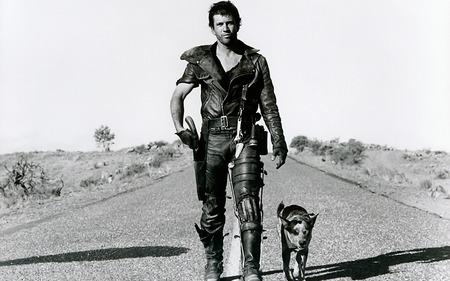 Mad Max - movie, black and white, mel gibson, film, mad max, dog, classic, actor, movies, 1979