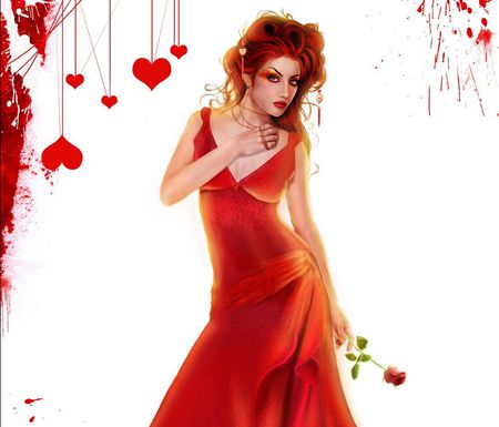 Flame - pretty, roses, female, beautiful, dress, girl, flower, flowers, red, woman, rose, face, hearts