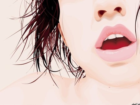 Vector - lips, girl, nice, cool, hair, wallpaper