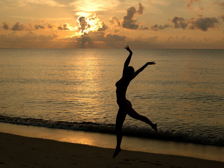 freedom - relax, beach, freedom, sea, sunrise, sand, free, sunset, waves