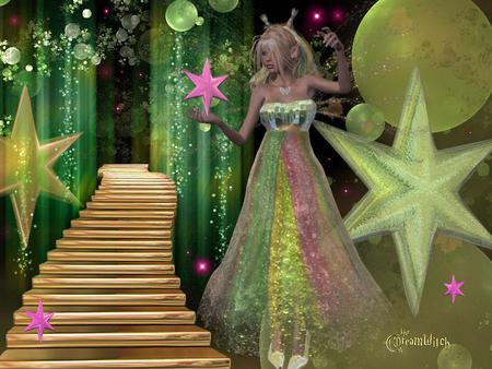 Fairy - fantasy, fairy, stars, abstract, stairs