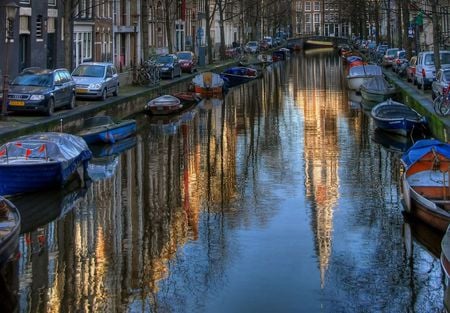 In The Mirror - canal, cars, boasts