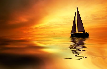 Moments - boat, beautiful, ocean, gold, oceans, nature, sunset, ship, love, dark, sun, sky, sunsets, clouds, sea, sunrise, waves