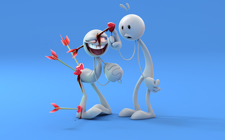 Headshot - cupid, mad, 3d, headshot, hearts