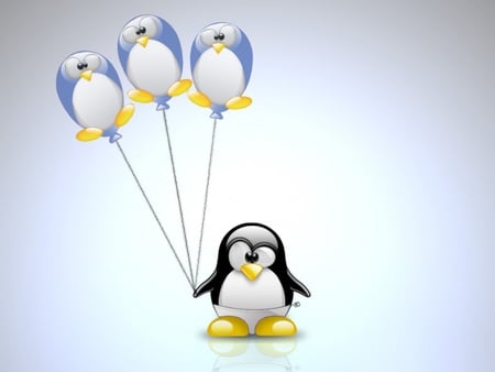 tux penguin playing with balloons - mac, balloons, technology, tux, other