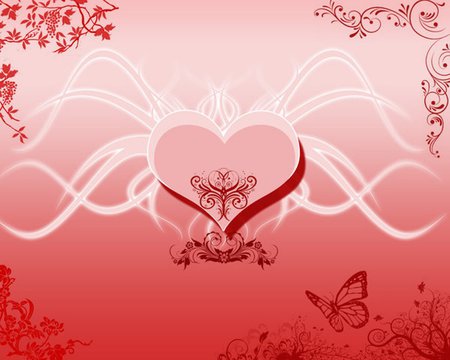 Heart - love, heart, wings, valentine, valentine day, fantasy, butterfly, abstract, valentines, romantic, pink, wing, red, romance, happy valentine