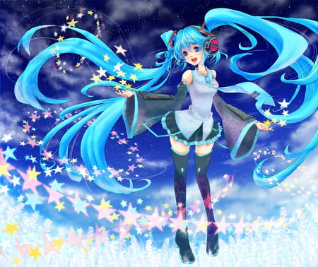 Miku - hatsune miku, sexy, girl, twintails, blue eyes, long hair, blue hair, vocaloid, anime, cute