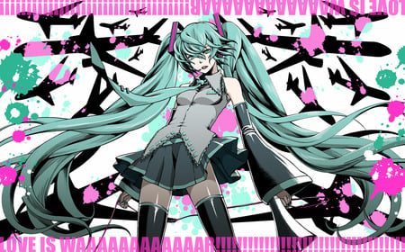 Love is war - hatsune miku, sexy, girl, twintails, blue eyes, long hair, blue hair, vocaloid, anime, cute