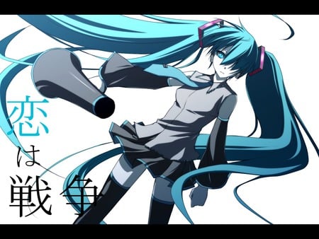 Miku - anime, vocaloid, twintails, girl, hatsune miku, long hair, blue hair, cute, blue eyes