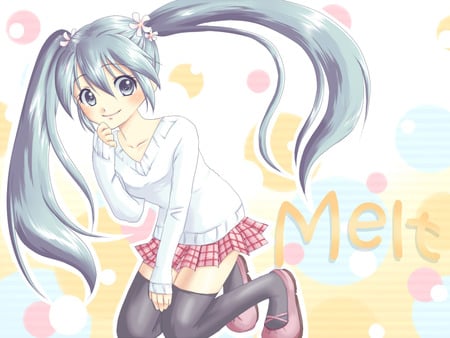 Melt - hatsune miku, girl, twintails, blue eyes, long hair, melt, blue hair, vocaloid, anime, cute