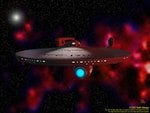 Star Trek Enterprise Leaving Nebula