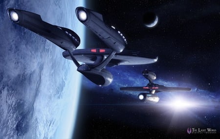 Star Trek New Enterprise and Kelvin - star trek, tv series, sci-fi, movies