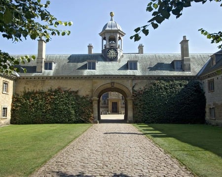 Belton Clock Tower - courtyard, grass, architecture, clock tower