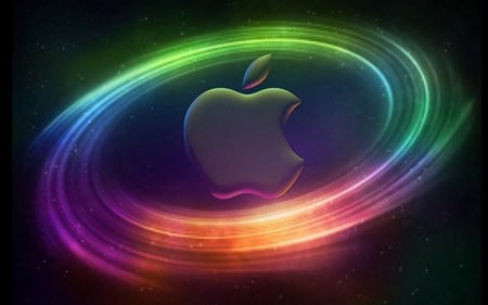 Multicolor spin of the logo apple - multicolor, logo, blue, green, orange, apple, pink