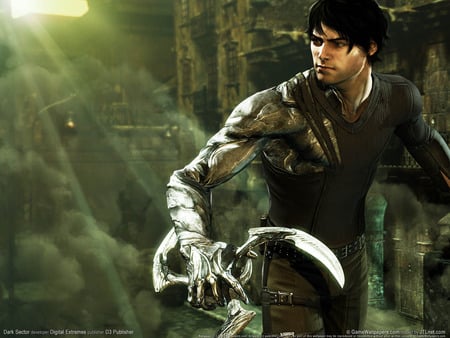 Dark sector - game, attack, videogame, war, entertainment, green, darksector, weapon, 3d, hero, action, xbox