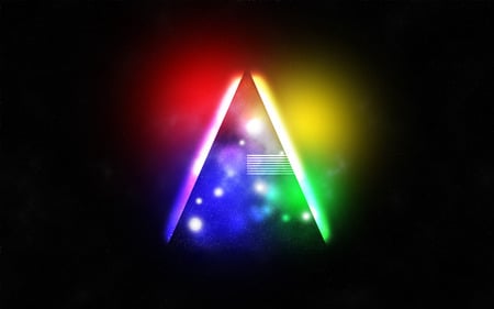 Triangle in Space - space, abstract, retro, triangle, lights, stars