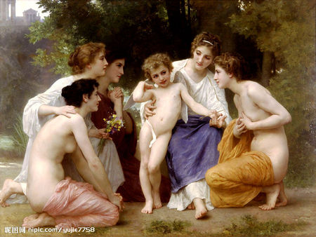 Irresistable cupid - women, painting, boy, wings, flowers