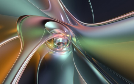 Abstract Curves - nice, curves, 3d and cg, black, gold, fractals, art, abstract, silver, cool, pink, green, colors, mind teasers, gray