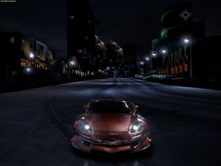 need for speed carbon - street, stunt, need for speed carbon, road, night shot, racing, game, car, red