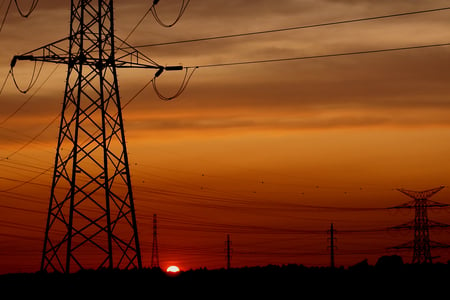 The sun goes down.. - sunset, electricity, rupel, summer, sun