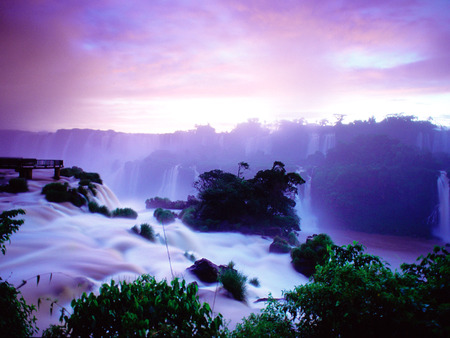 Floriano Falls Sunset2C Iguazu2C Brazil .jpg - sunset, nature, waterfall, purple