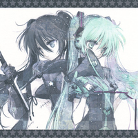 Black rock shooter character & Miku