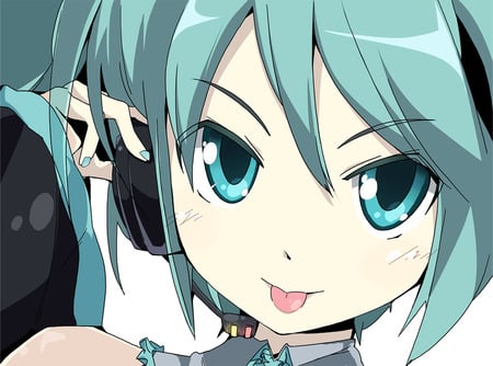 Miku - hatsune miku, sexy, tongue, girl, twintails, blue eyes, close, long hair, blue hair, vocaloid, anime, cute