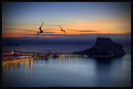 Amanecer en Ifach - panorama, sea, birds