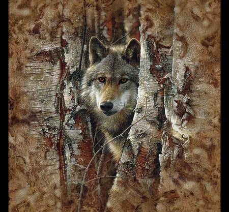 woodland spirit wolf - trees, wolf, hot, cool, animals