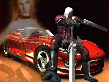 Devil May Cry - capcom, hero, fighting, videogame, abstract, car, game, adventure, red, dante, action, devil may cry