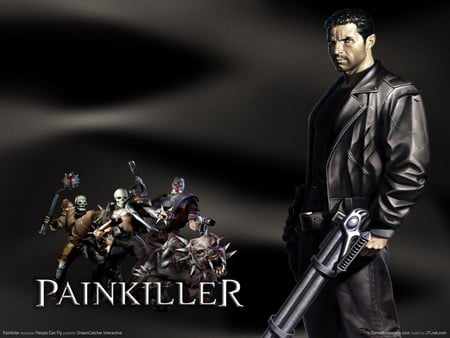 painkiller hero - abstract, game, painkiller, videogame, gun, fighting, black, weapon, hero, action, warriors