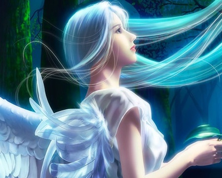 The Angel - nice, beauty, angel, light, magic, wings, fantasy, glow, glowing, pretty, wing, beautiful, anime, sweet, cute