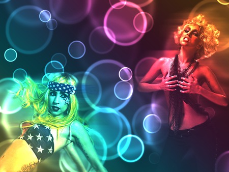 Lady Gaga Bokeh - bokeh, lady gaga, rainbow, lady, gaga