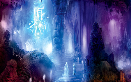 Magic Path - purple, magic, blue, rock, cave, path