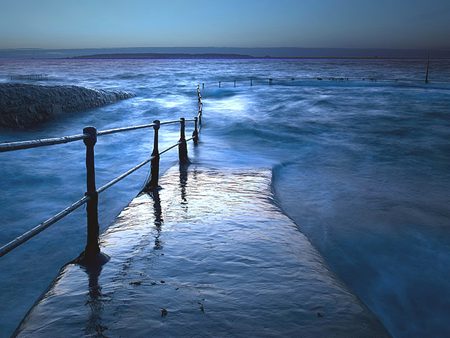 Old pier. jpg - railing, ocean, nature, pier