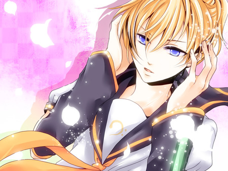 Len - sexy, blue eyes, blonde hair, vocaloid, boy, anime, cute, kagamine len, short hair